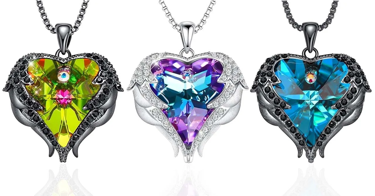 Mother's Day - 100 Best Gift Ideas CDE Angel Wing Love Heart Birthstone Necklaces for Women