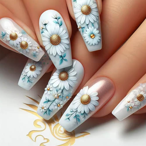 Best Summer Nail Ideas for Any Occasion 24pcs Long Ballet White Press on Nails Art Flower Design Stick on False Nails Sets Glitter Fake Nail Artifical Finished Manicure