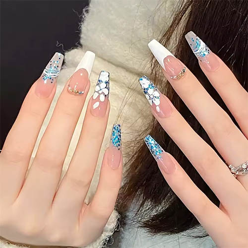 Best Summer Nail Ideas for Any Occasion Nude Press On Nails With Flower Printed Long Lasting Safe Material Waterproof Fashion False Nails For Hot Girl Dress Matching