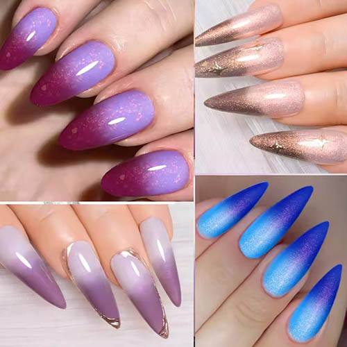 Best Summer Nail Ideas for Any Occasion 7ml Auroras Thermal Gel Nail Polish Purple Nude Glitter Sparking Temperature Color Changing Semi Permanent Nail Art Gel Varnish