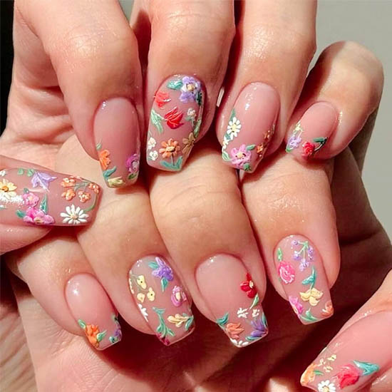 30+ Best Summer Nails: Trendy Press-Ons, Ocean Vibes & Floral Looks Colorful 3D Flower Press-On Nails for Spring & Summer