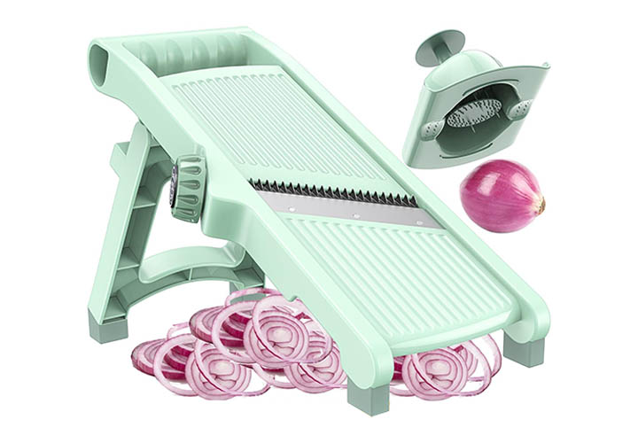 30 Best Mandoline Slicers and Choppers for Your Essential Kitchen Gadgets 5-in-1 Adjustable Mandoline Slicer with Stainless Steel Blades and Safety Hand Guard
