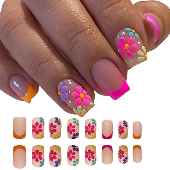 30+ Best Summer Nails: Trendy Press-Ons, Ocean Vibes & Floral Looks Nude Pink French Tip Square Press-On Nails