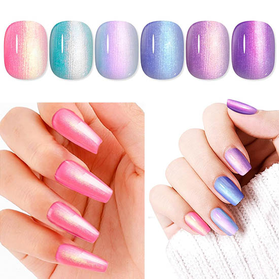 30+ Best Summer Nails: Trendy Press-Ons, Ocean Vibes & Floral Looks SAVILAND 6pcs Ombre Natural Nail Polish Sets
