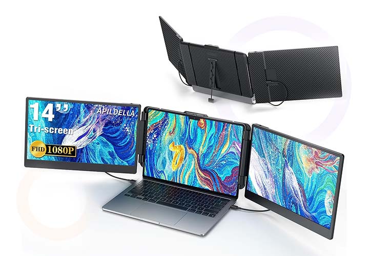 Best Portable Monitors for Laptops, Work, Gaming and Travel | Prime Day Deals APILDELLA 14 inch Triple Laptop Screen Extender and Portable Dual Monitor
