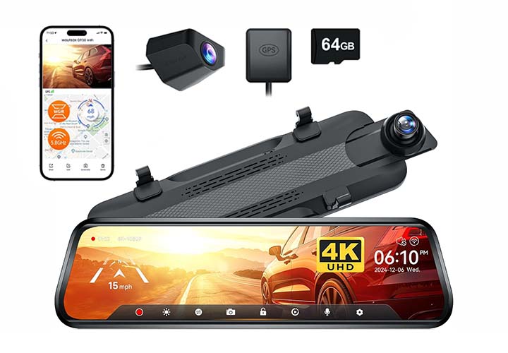 20 Best Coolest Car Gadgets and Accessories to Upgrade Your Ride WOLFBOX G930 10'' Rear View Mirror Camera with WiFi